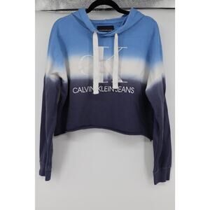 Calvin Klein Jeans Blue Tie Dye Block Hoodie Ombre Size S Women's